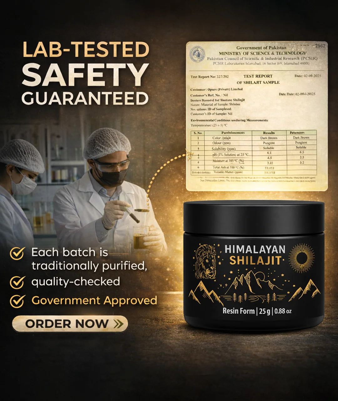 Shilajit Lab test